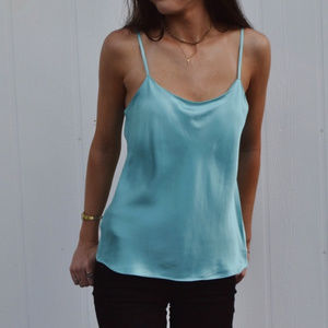 Ice Blue 100% Silk Slip Tank Top
